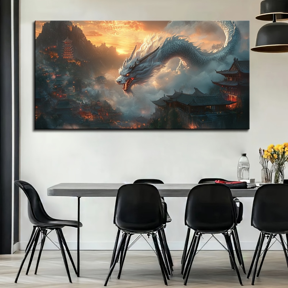 Vintage style Oriental Dragon  - Art Print Framed ulasan dan harga