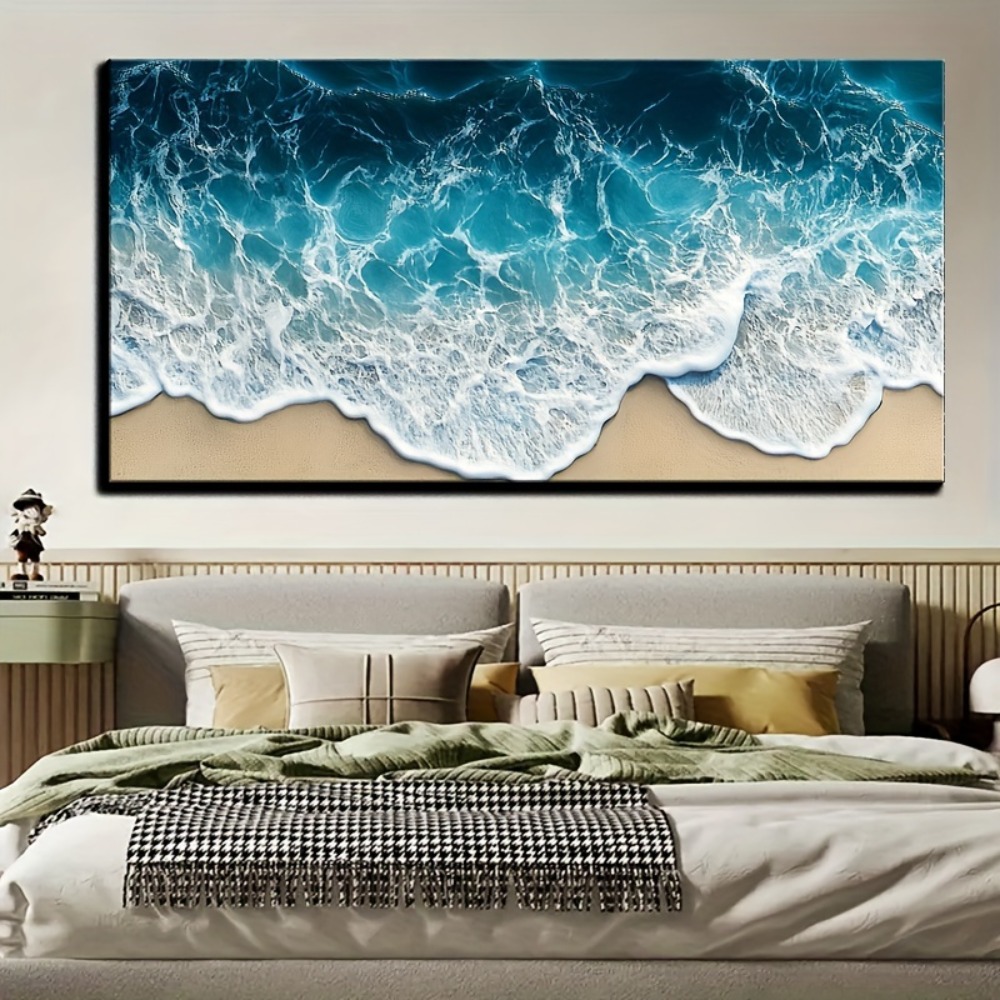 Blue wave texture print painti - Art Print Framed ulasan dan harga