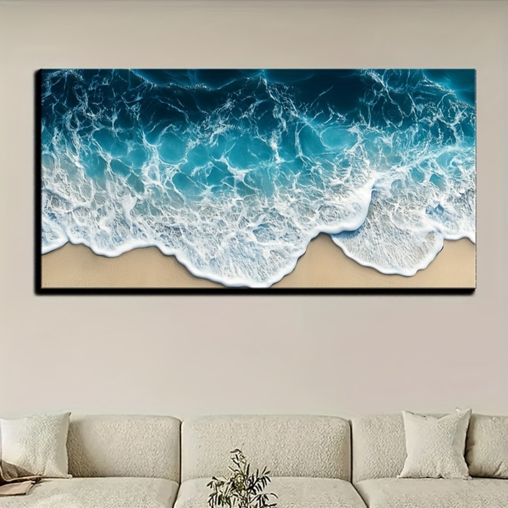 Blue wave texture print painti - Art Print Framed ulasan dan harga