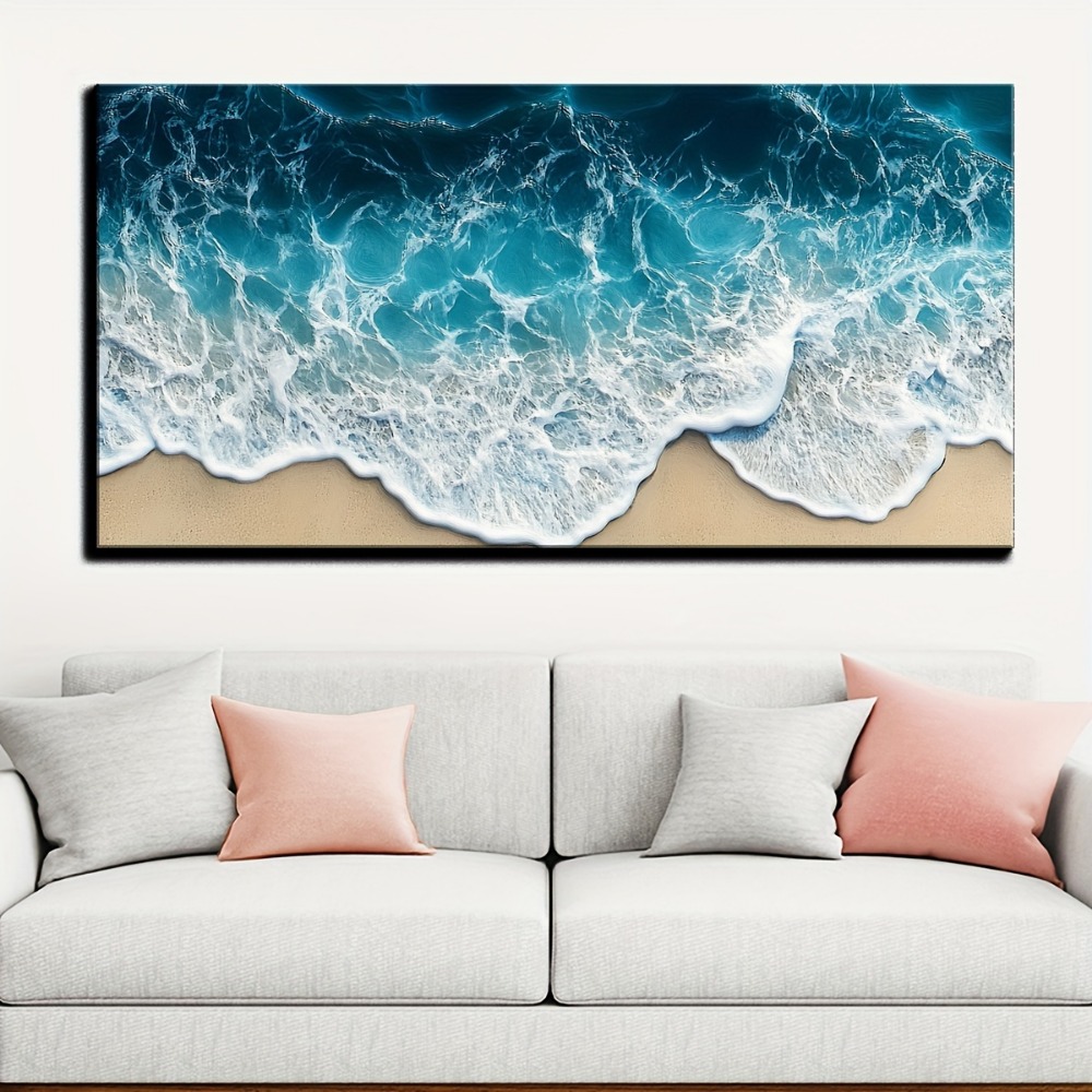 Blue wave texture print painti - Art Print Framed ulasan dan harga