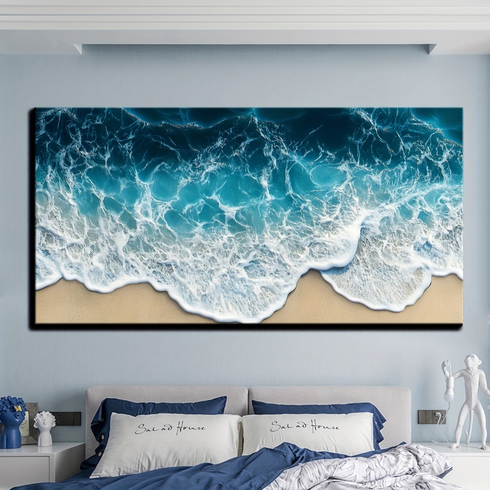 Blue wave texture print painti - Art Print Framed ulasan dan harga